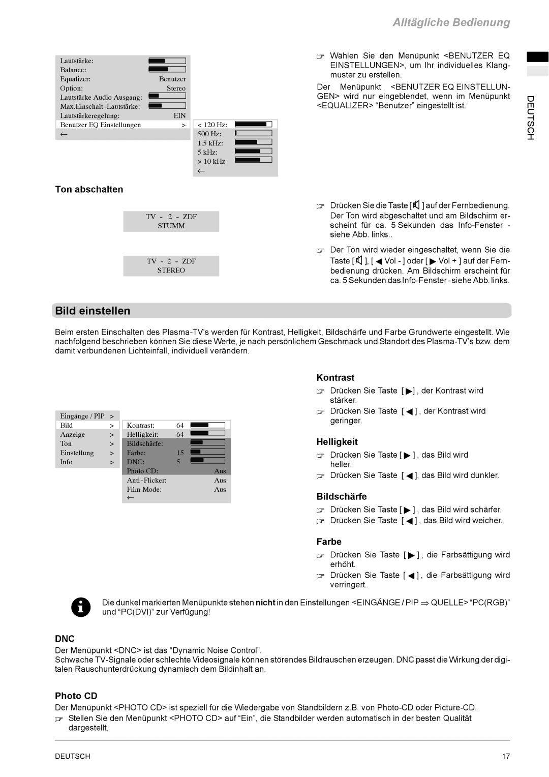 Revox M642 HD manual Bild einstellen 