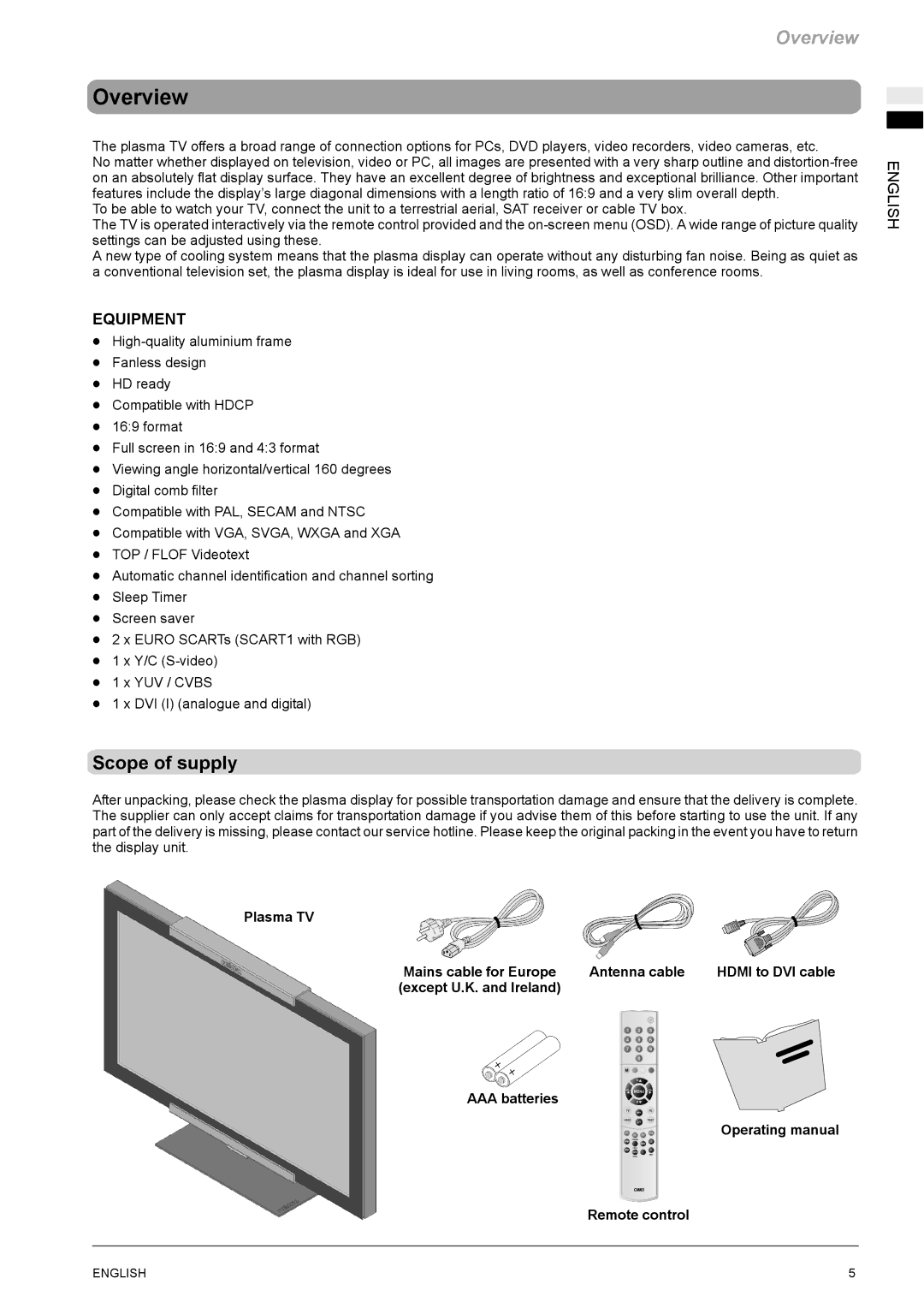 Revox M642 HD manual Overview, Scope of supply 