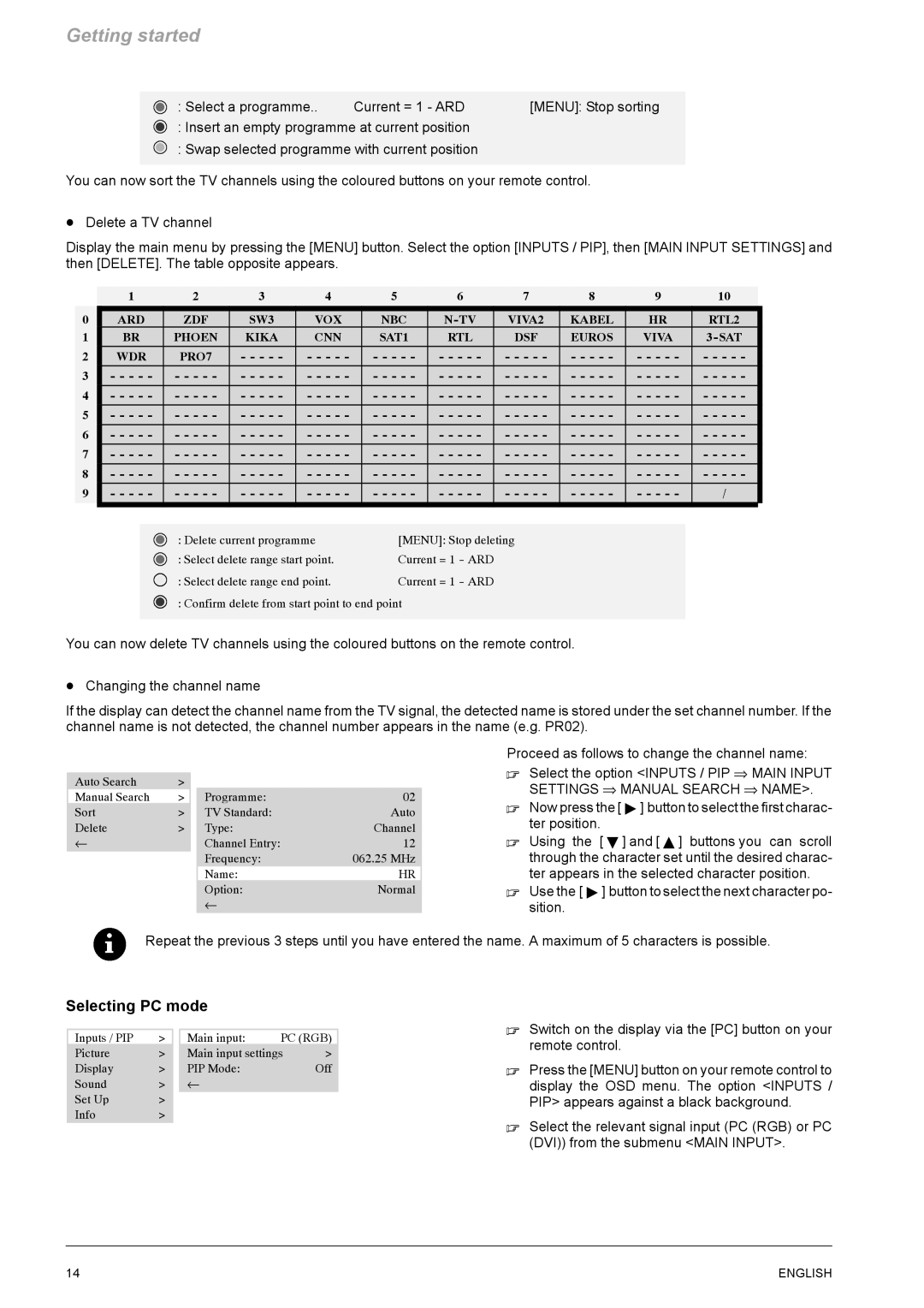 Revox M642 HD manual Selecting PC mode, Select a programme Current = 1 ARD 