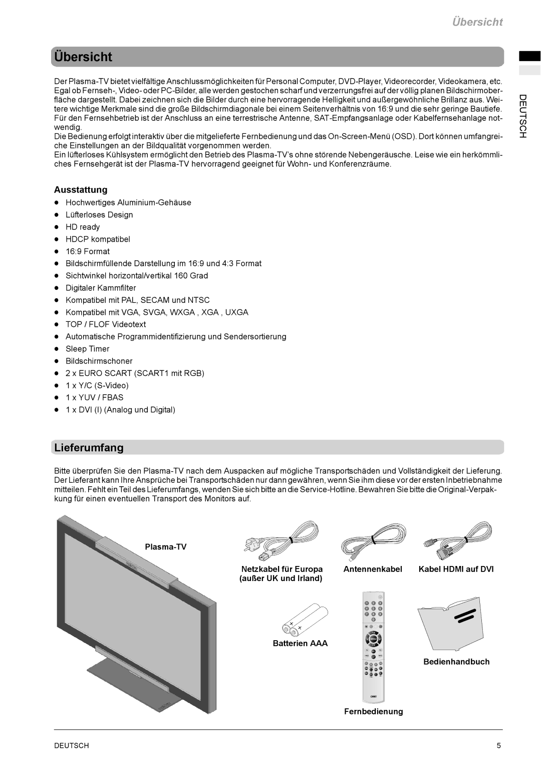 Revox M642 HD manual Übersicht, Lieferumfang, Ausstattung 