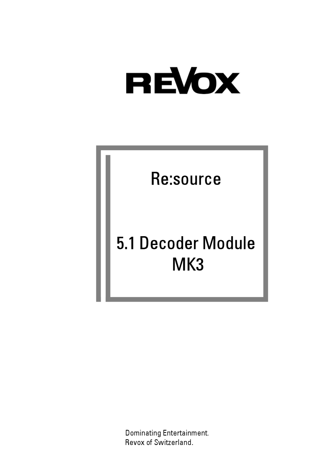 Revox MK3 manual Resource 