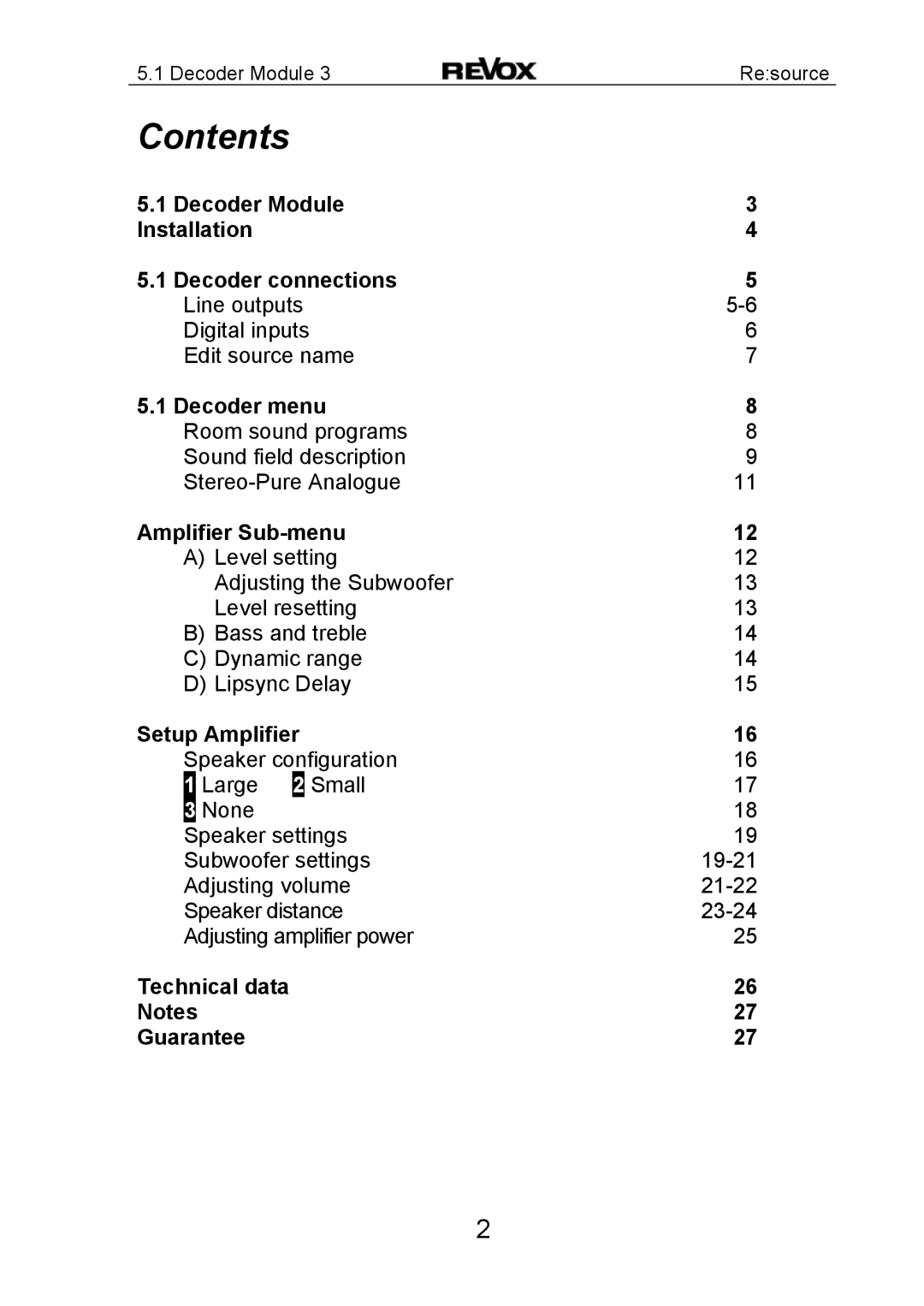 Revox MK3 manual Contents 