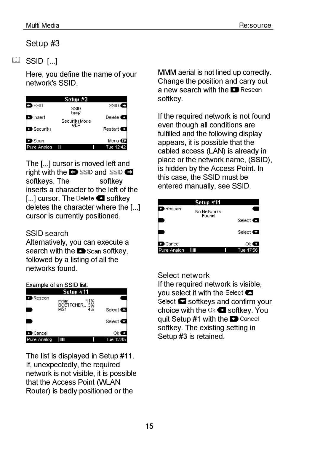 Revox MMM manual Setup #3, Ssid search, Select network 