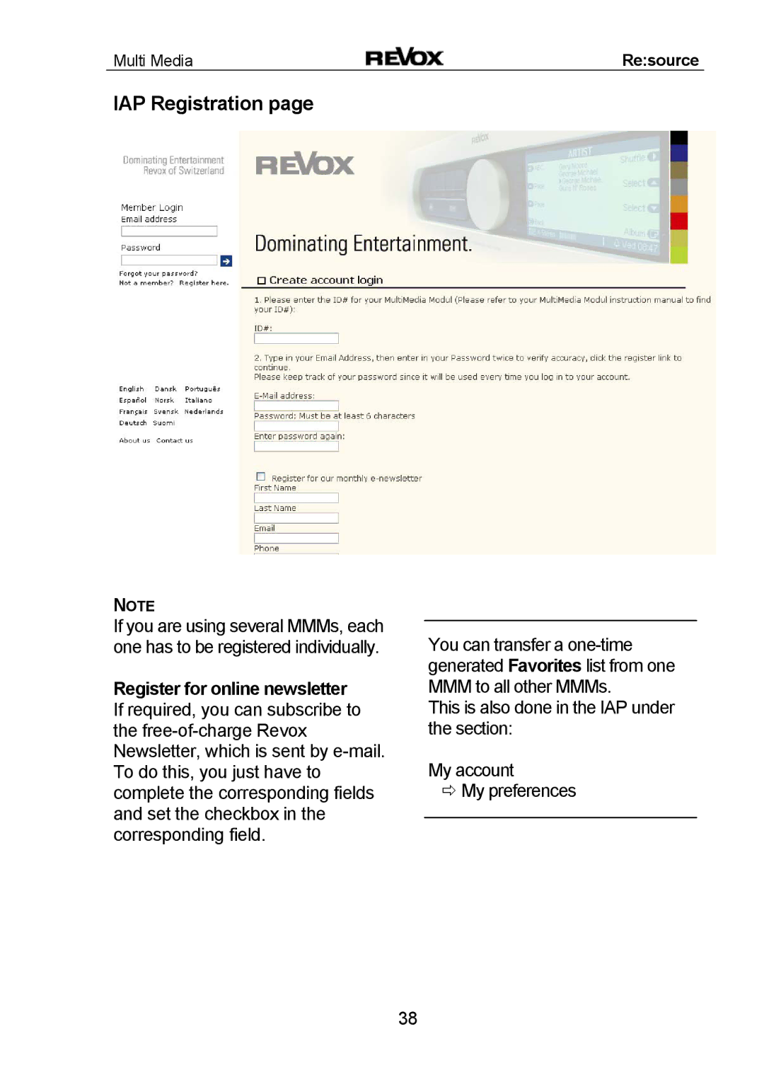 Revox MMM manual IAP Registration 