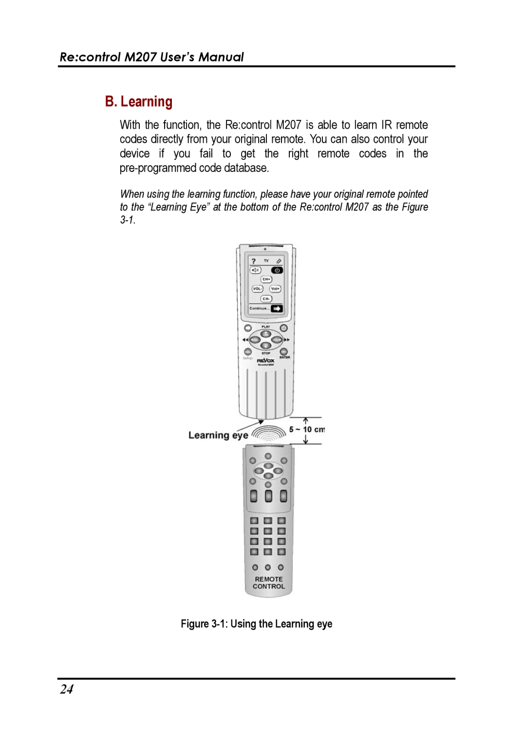 Revox Recontrol M207 user manual Learning 