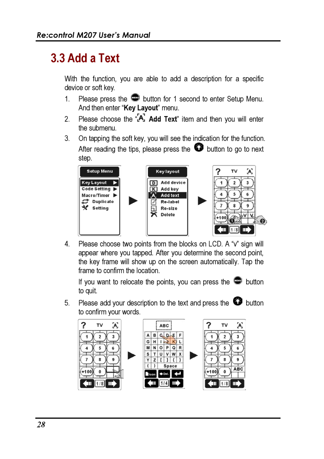 Revox Recontrol M207 user manual Add a Text 