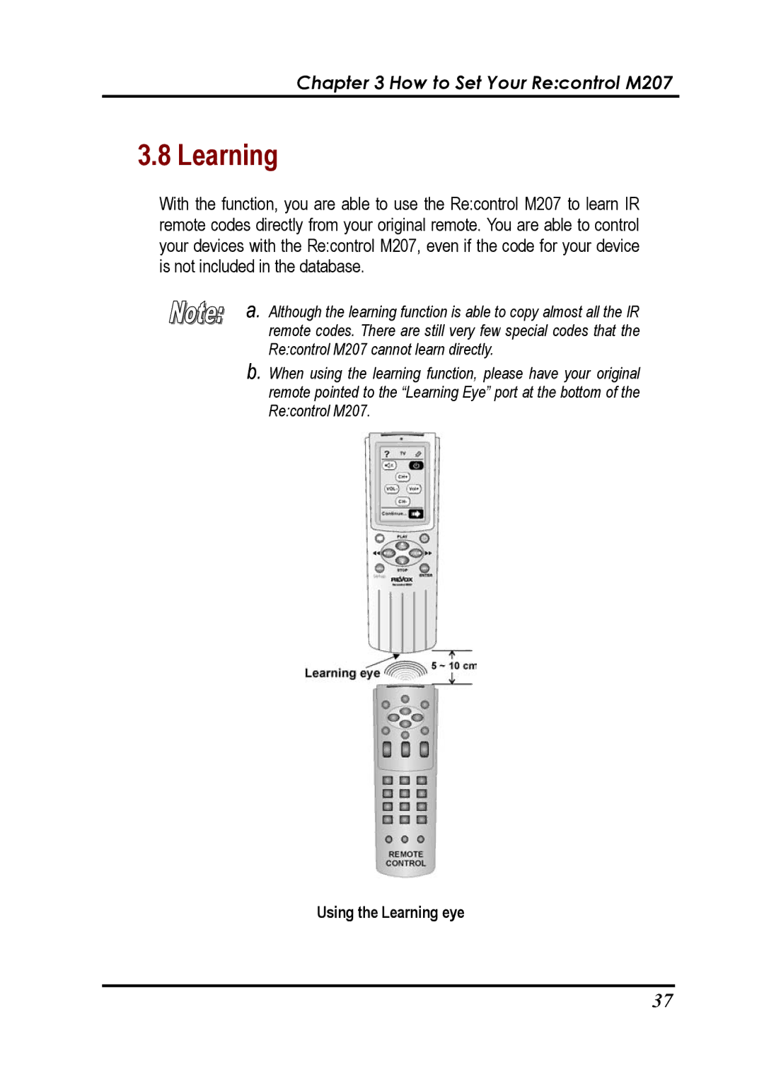 Revox Recontrol M207 user manual Learning 