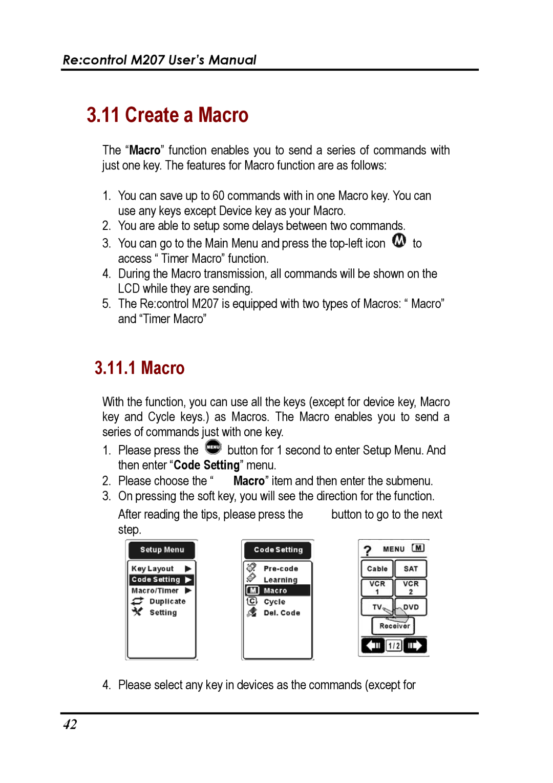 Revox Recontrol M207 user manual Create a Macro 