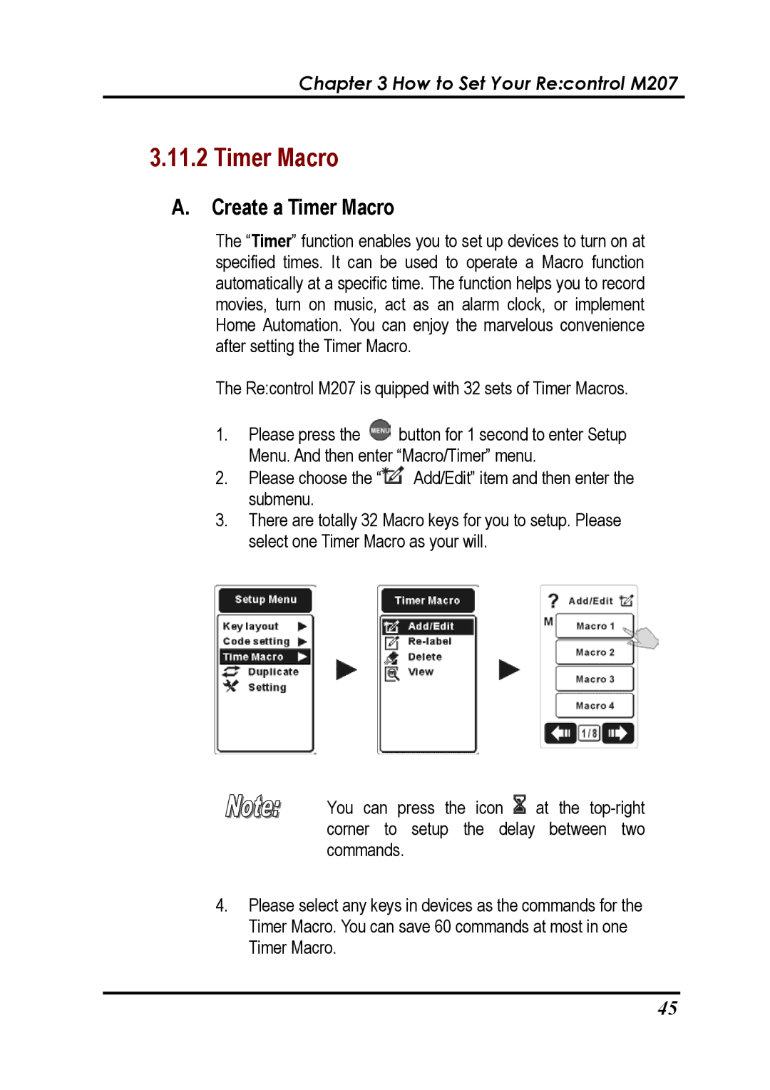 Revox Recontrol M207 user manual Create a Timer Macro 