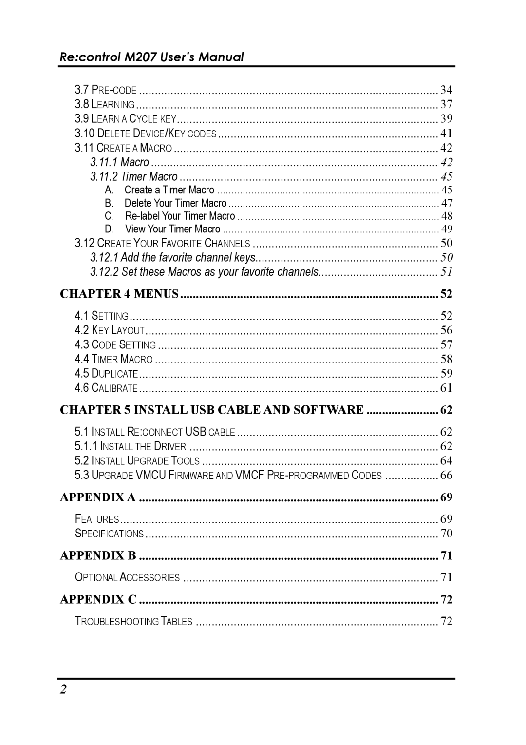 Revox Recontrol M207 user manual Menus 