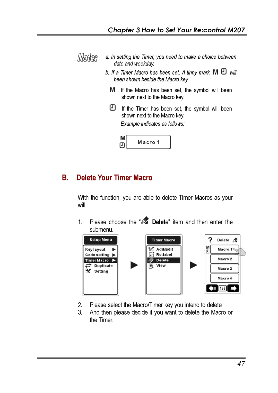 Revox Recontrol M207 user manual Delete Your Timer Macro 