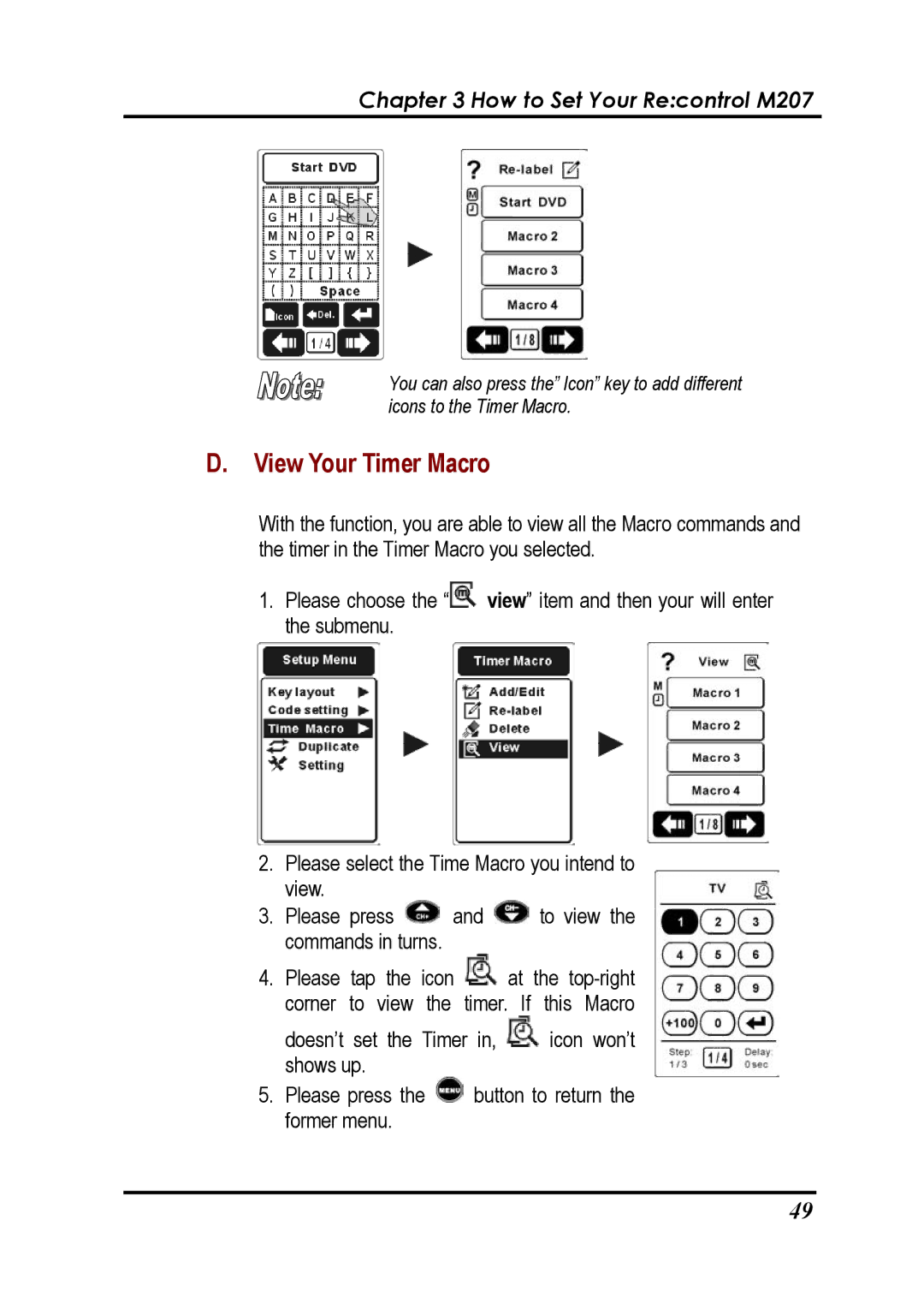 Revox Recontrol M207 user manual View Your Timer Macro 