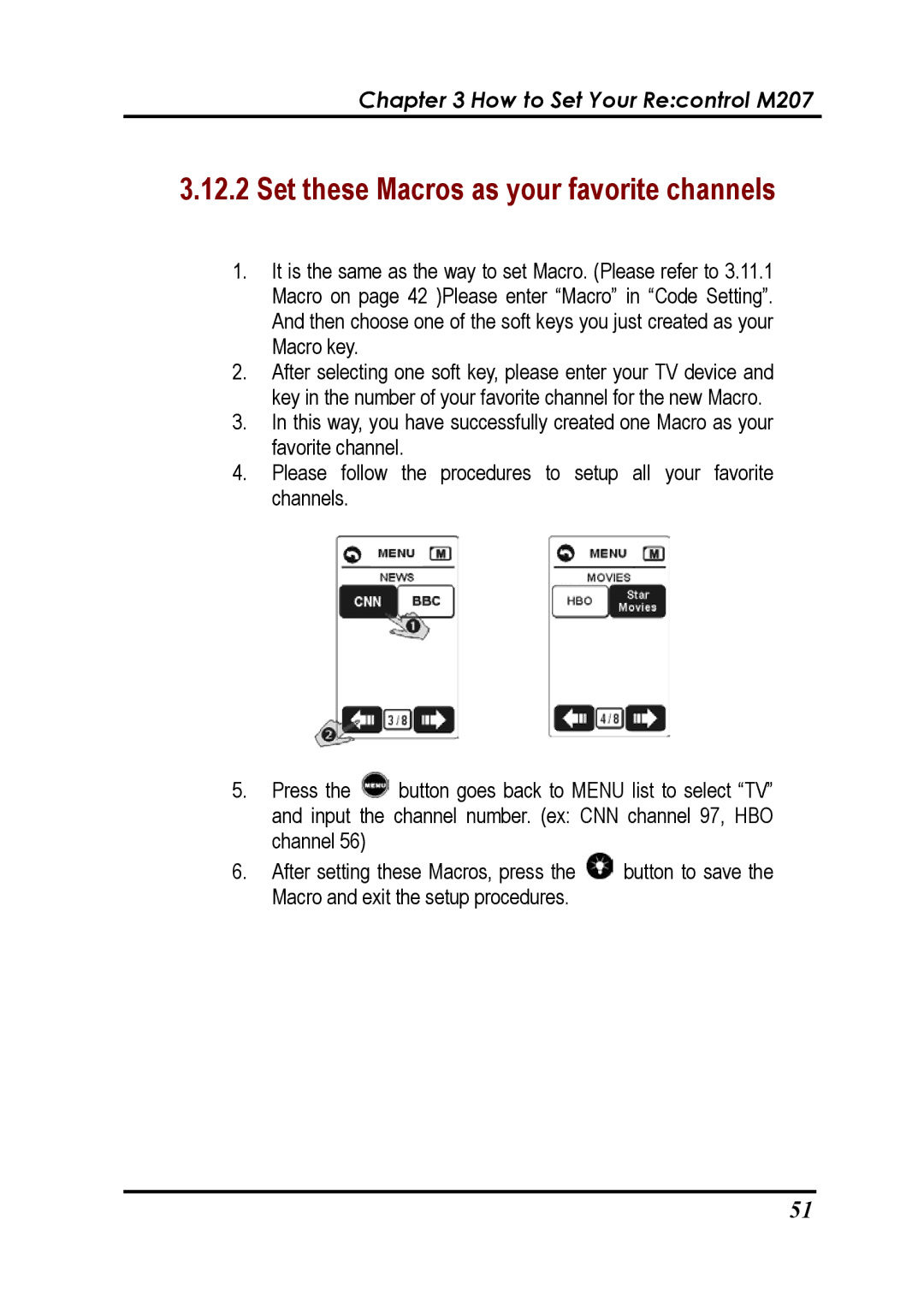 Revox Recontrol M207 user manual Set these Macros as your favorite channels 