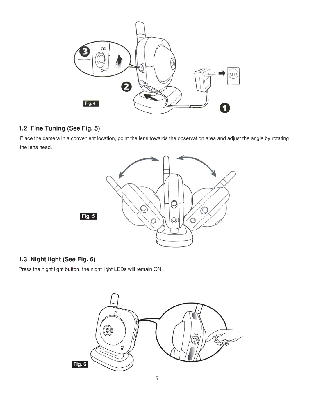 RF-Link Technology ABM-4161 user manual Fine Tuning See Fig, Night light See Fig 