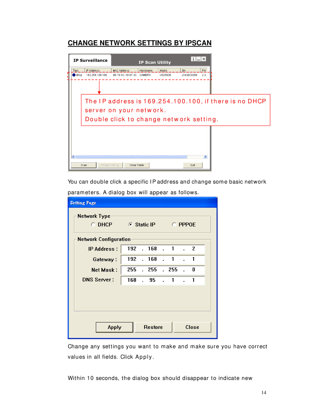 RF-Link Technology AWS-5832-VSR user manual Change Network Settings by Ipscan 