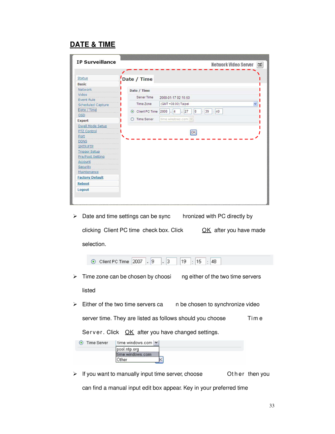 RF-Link Technology AWS-5832-VSR user manual Date & Time 