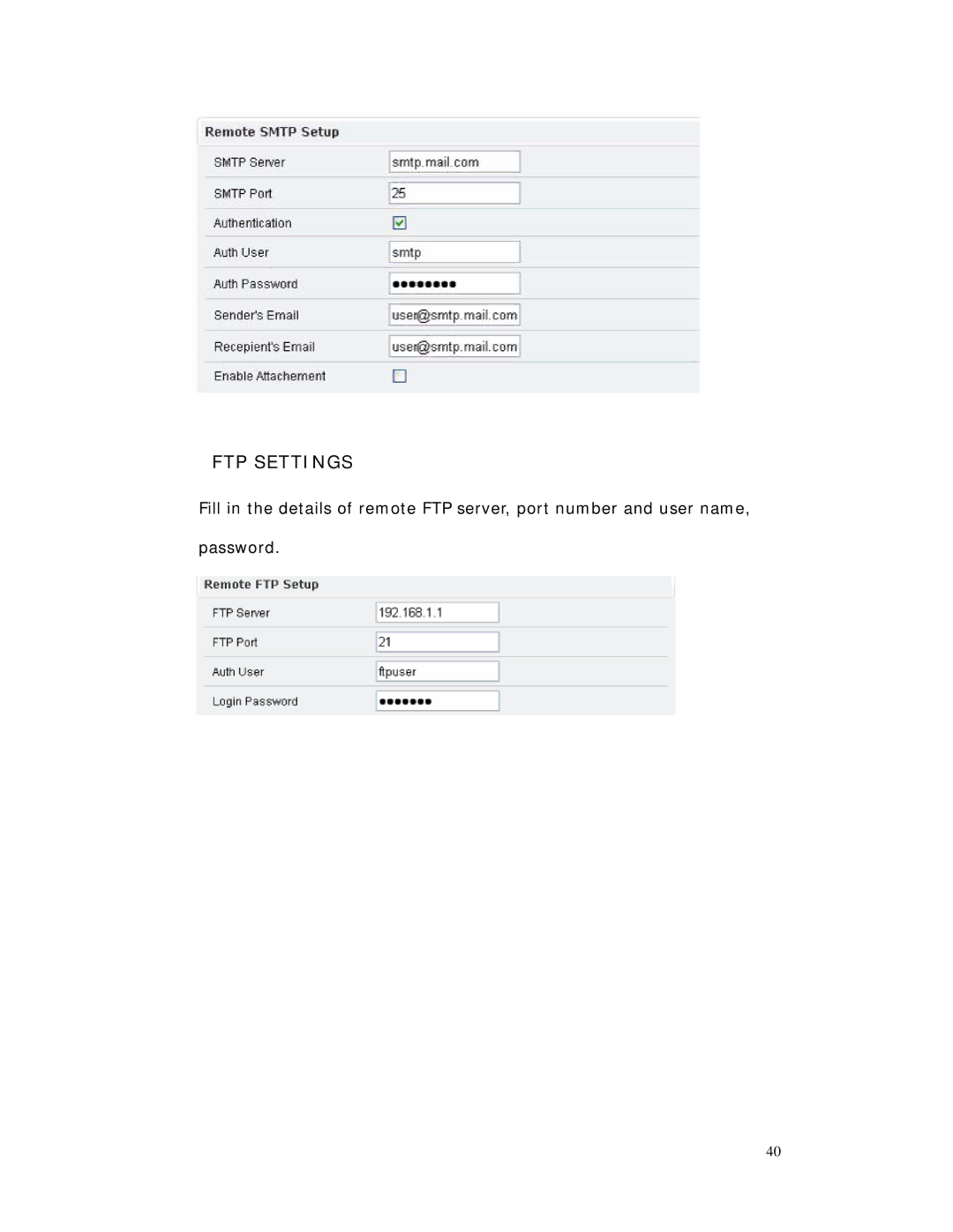 RF-Link Technology AWS-5832-VSR user manual FTP Settings 