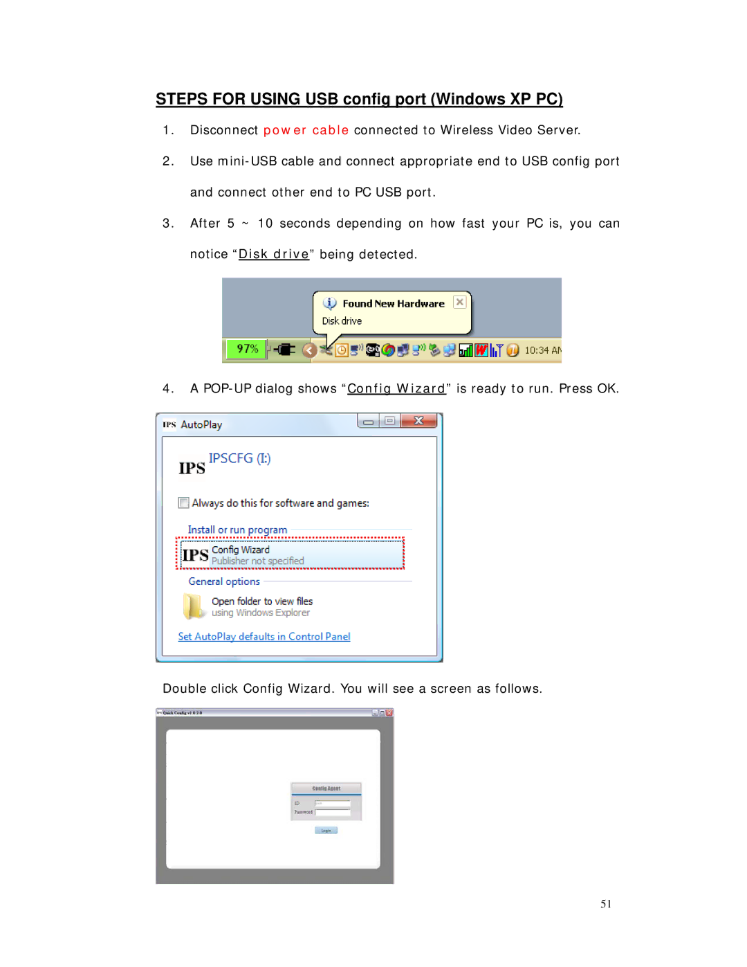 RF-Link Technology AWS-5832-VSR user manual Steps for Using USB config port Windows XP PC 