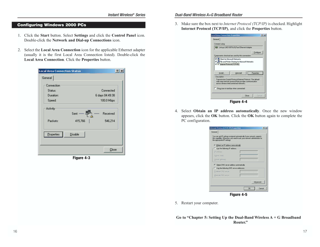 RF-Link Technology WRT55AG manual Configuring Windows 2000 PCs 