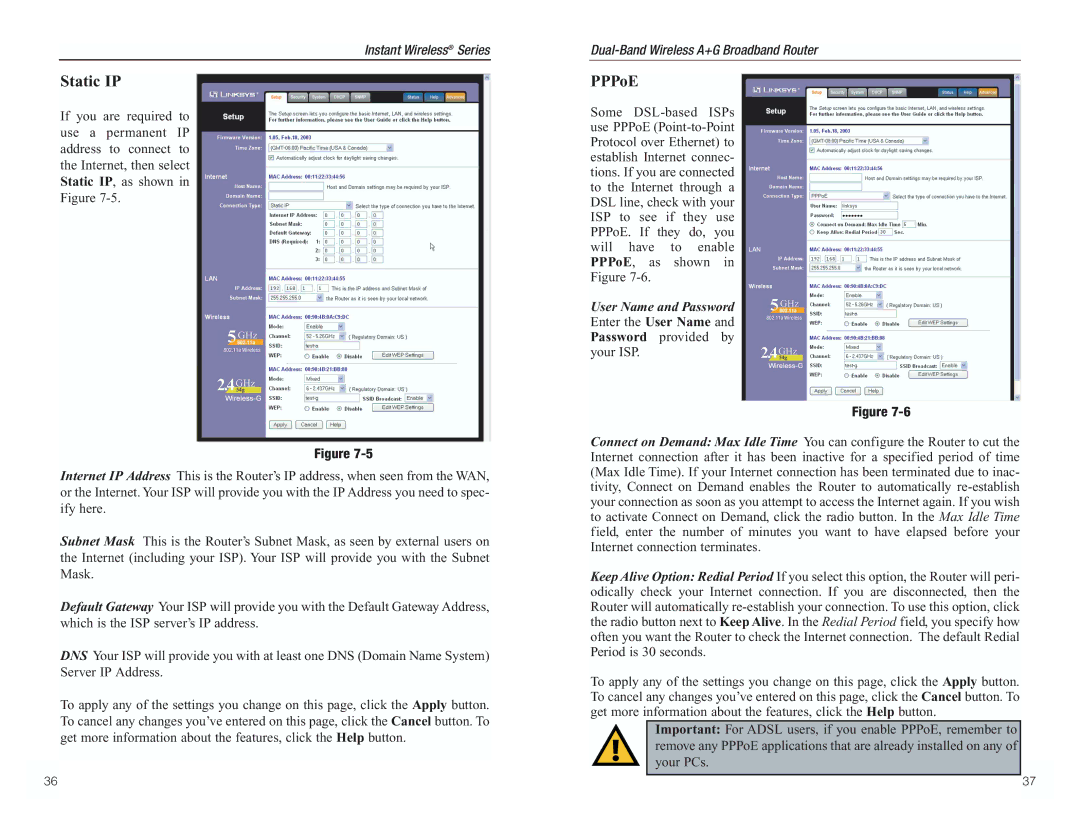 RF-Link Technology WRT55AG manual Static IP 