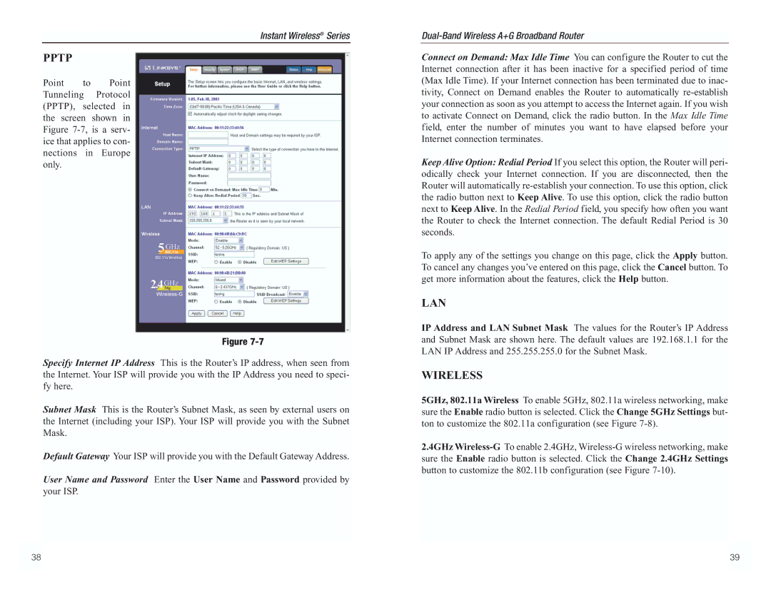 RF-Link Technology WRT55AG manual Pptp 