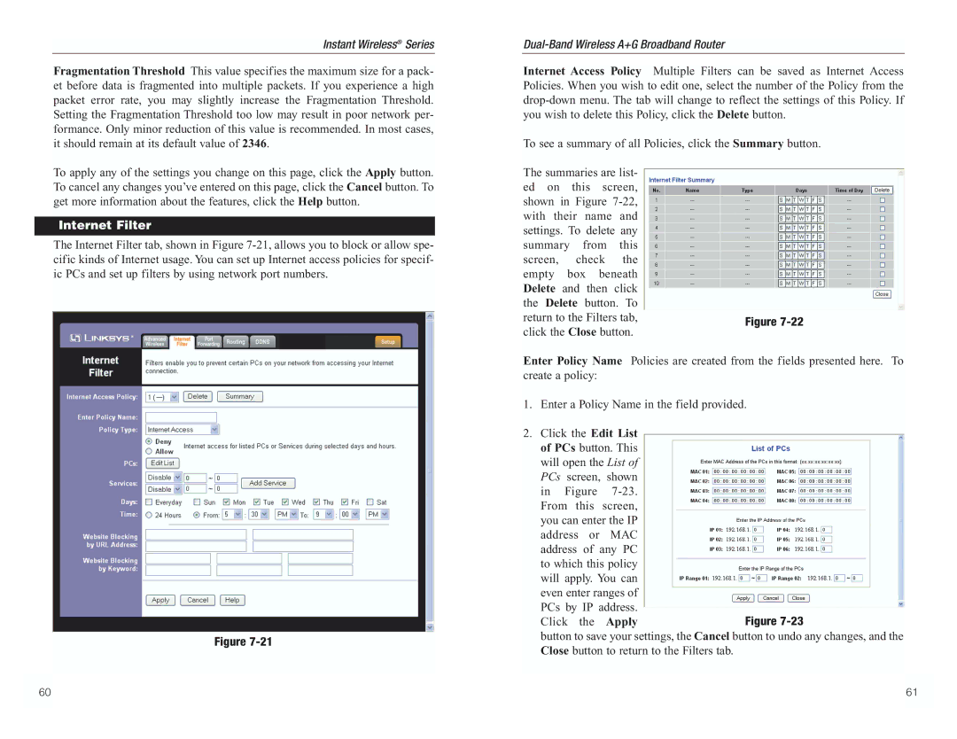 RF-Link Technology WRT55AG manual Internet Filter 