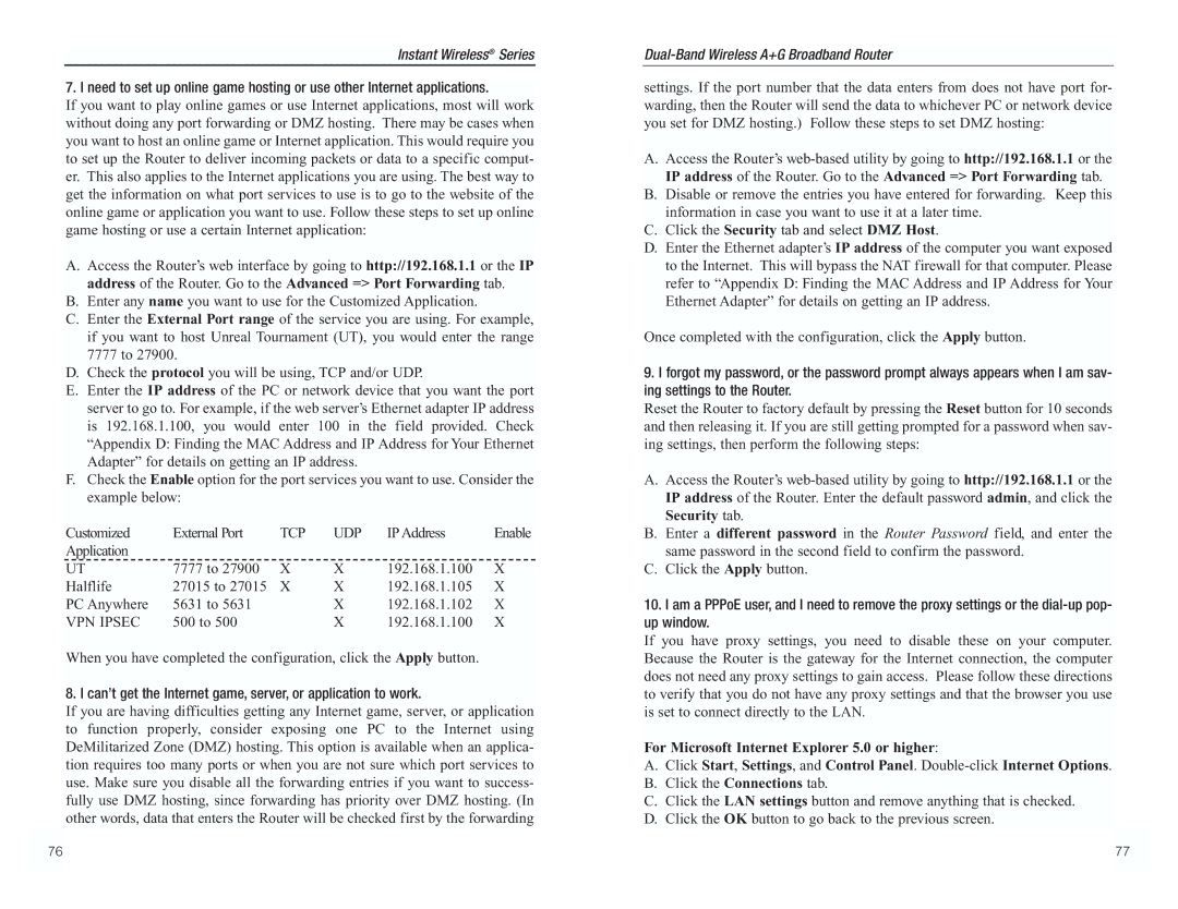 RF-Link Technology WRT55AG manual Can’t get the Internet game, server, or application to work 