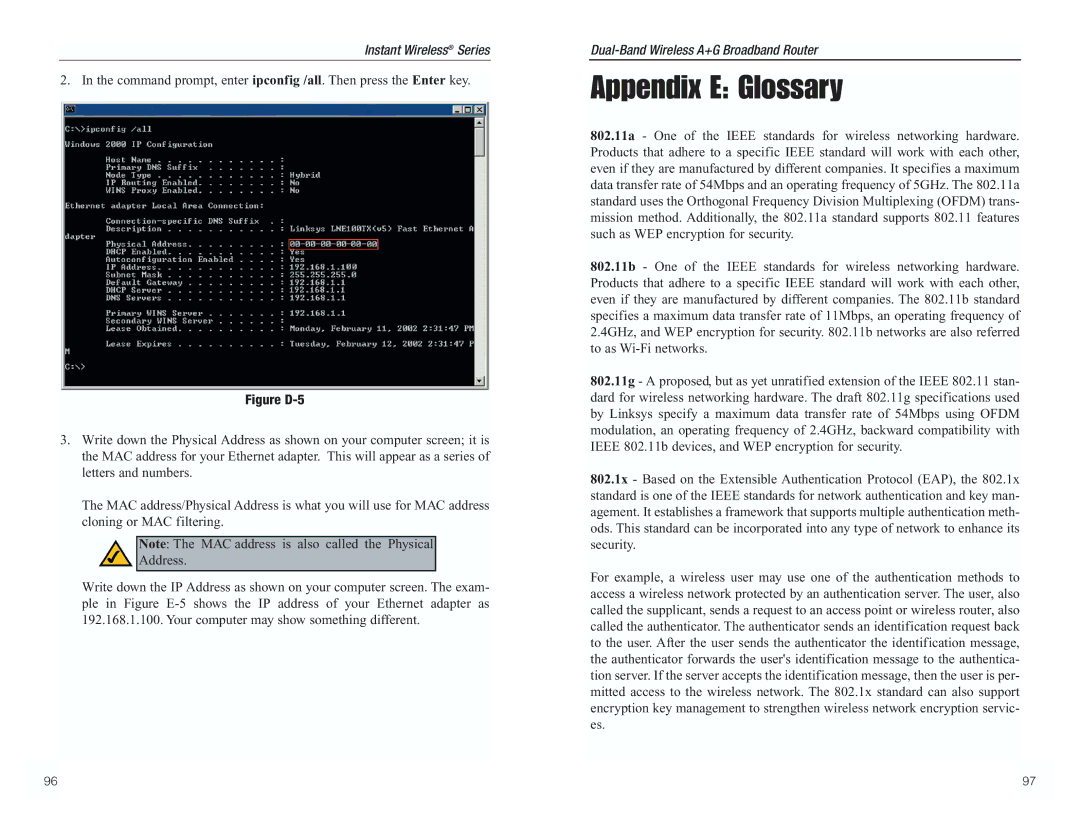 RF-Link Technology WRT55AG manual Appendix E Glossary, Figure D-5 