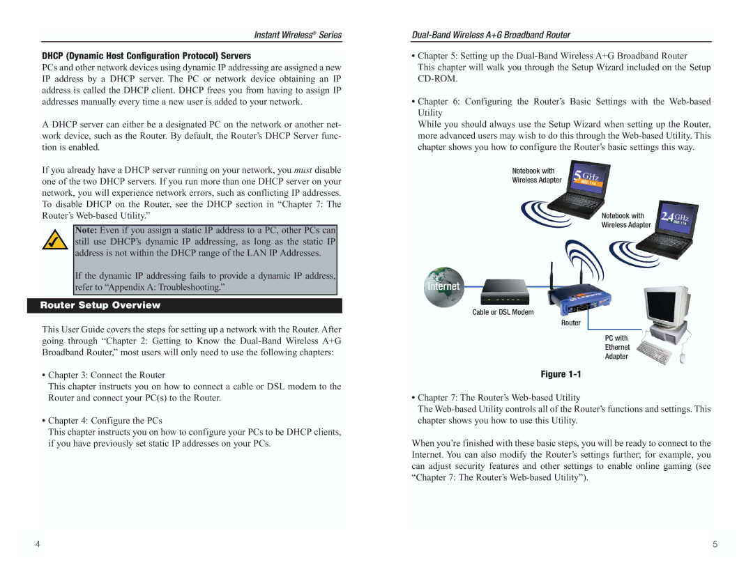 RF-Link Technology WRT55AG manual Dhcp Dynamic Host Configuration Protocol Servers, Router Setup Overview 