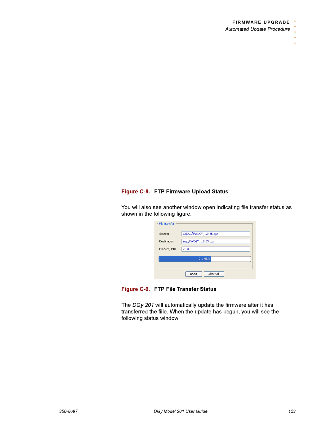 RGB Spectrum 201 manual Figure C-8.FTP Firmware Upload Status 