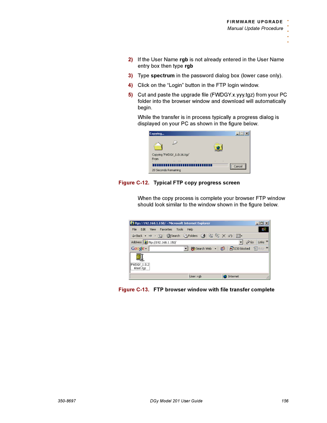 RGB Spectrum 201 manual Figure C-12.Typical FTP copy progress screen 