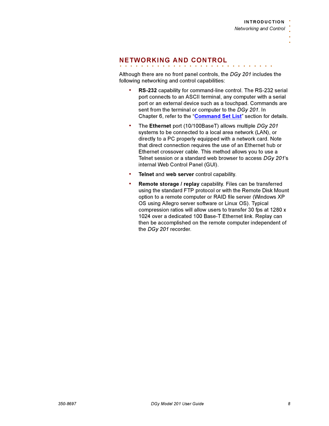 RGB Spectrum 201 manual Networking. . . . . . . . . . And. . . .Control 