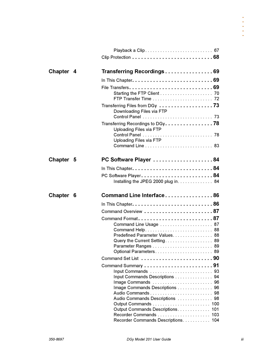 RGB Spectrum 201 manual Chapter PC Software Player This Chapter 