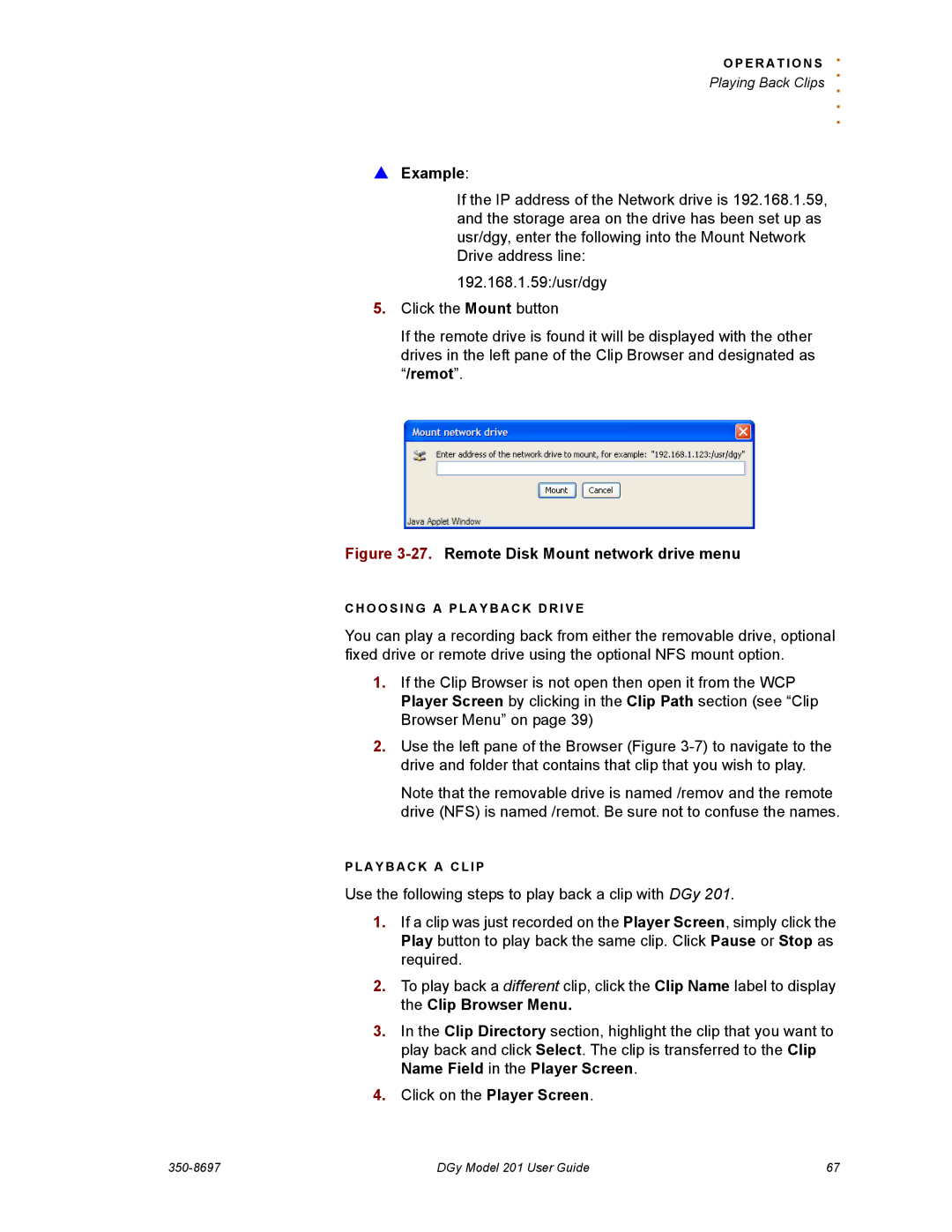 RGB Spectrum 201 manual Remote Disk Mount network drive menu 