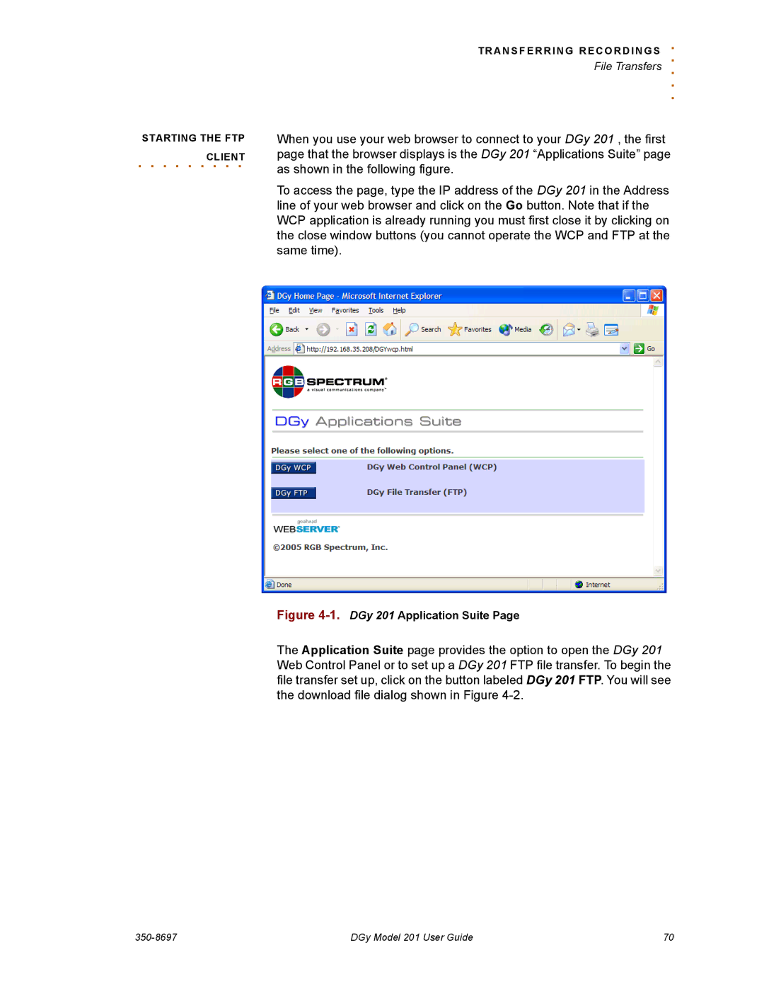 RGB Spectrum manual Client, DGy 201 Application Suite 