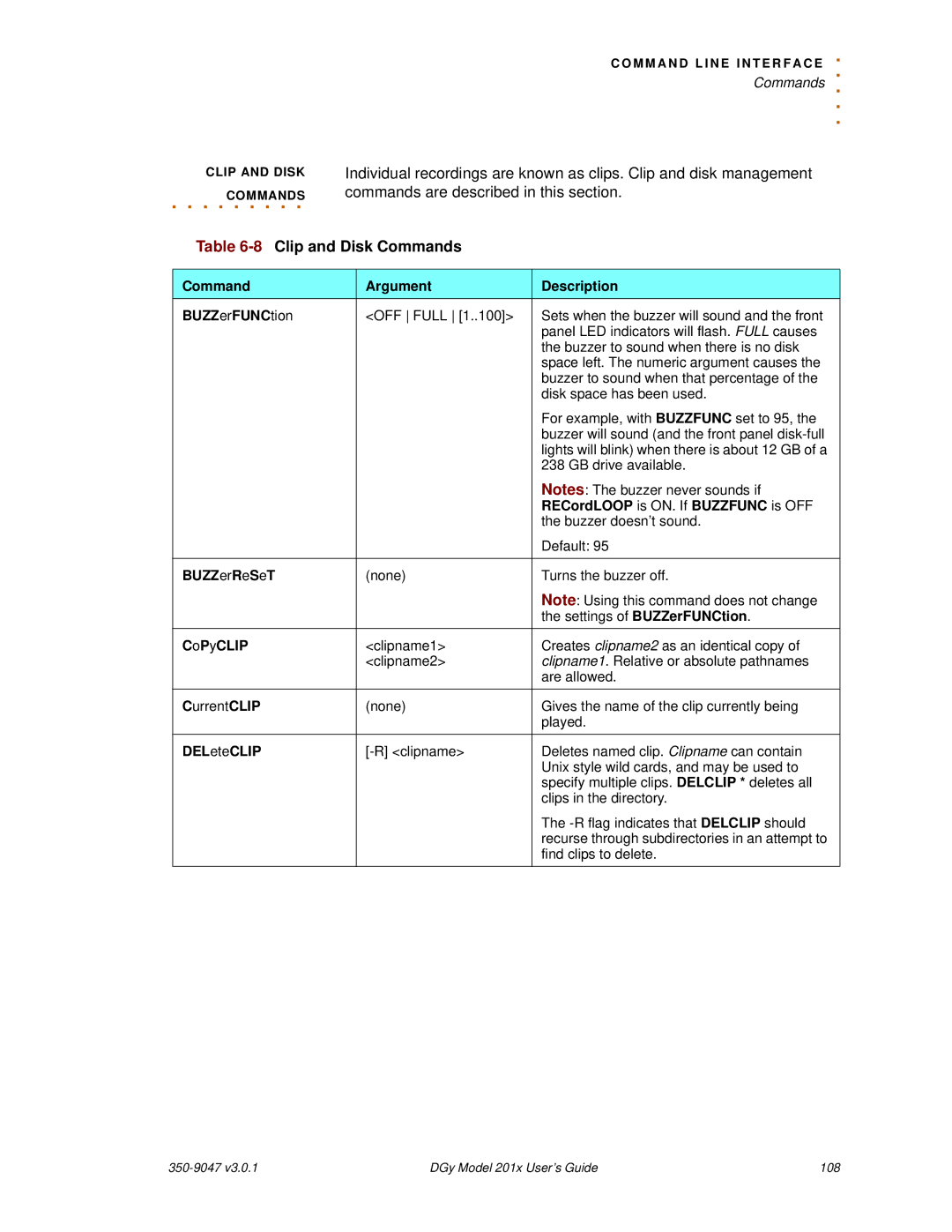 RGB Spectrum DGy 201x manual 8Clip and Disk Commands 