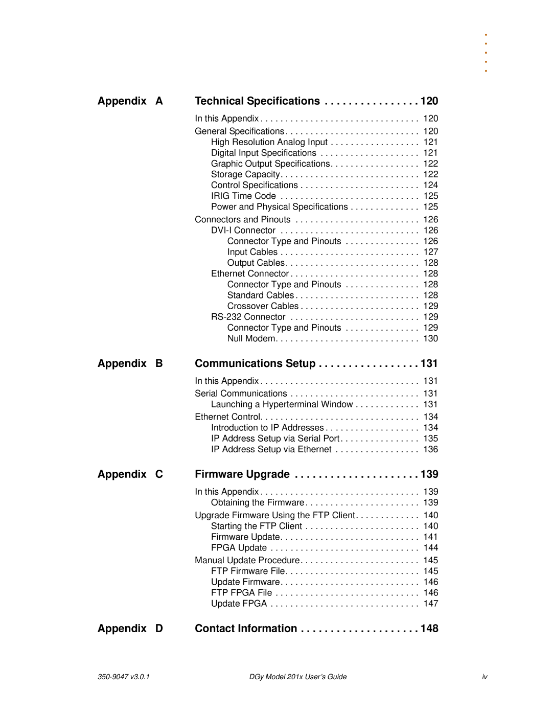 RGB Spectrum DGy 201x manual Appendix D Contact Information 