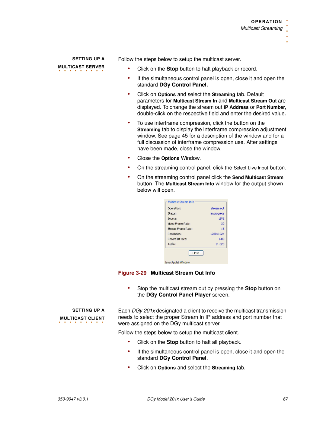 RGB Spectrum DGy 201x manual 29Multicast Stream Out Info 