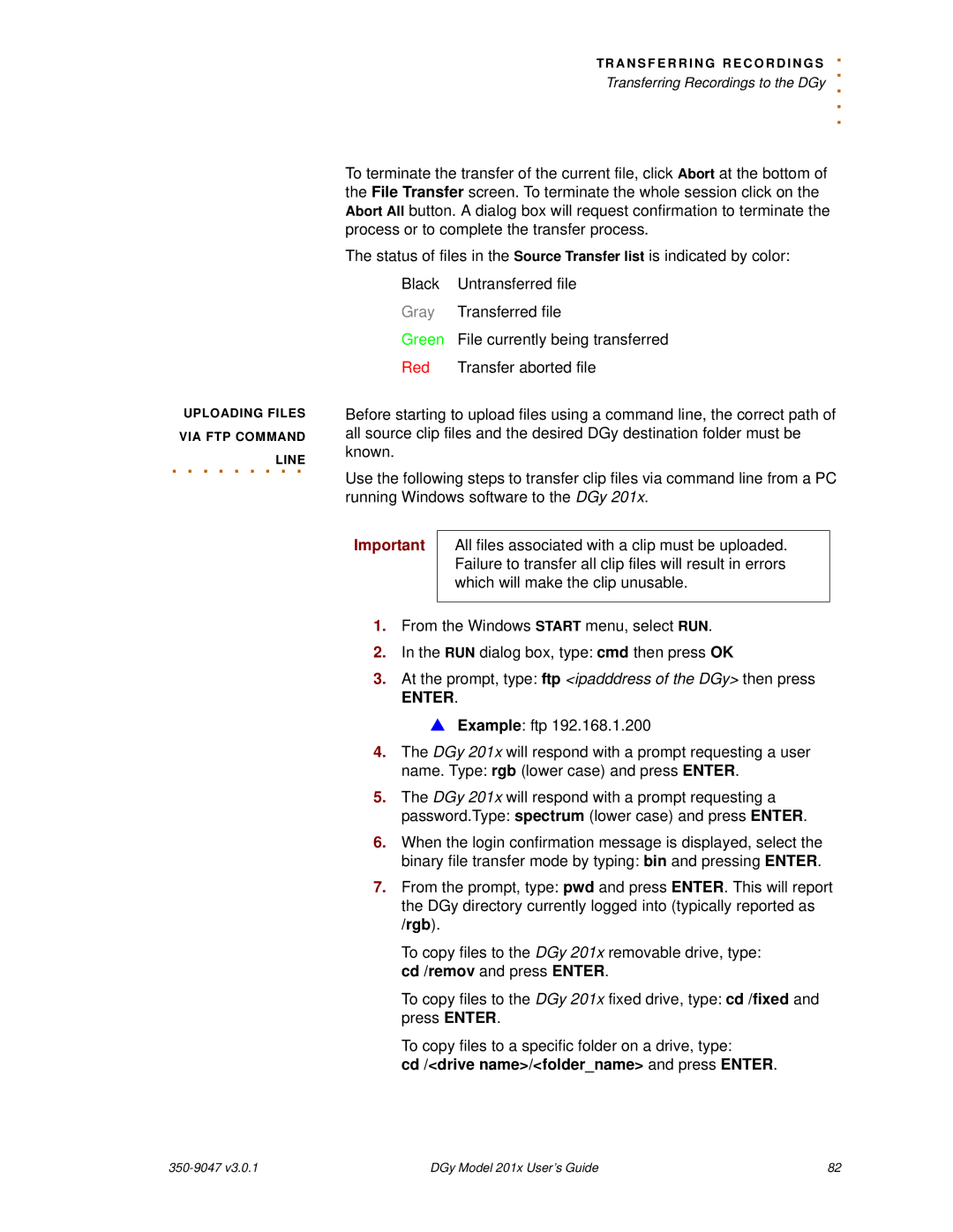 RGB Spectrum DGy 201x manual Line, Cd /drive name/foldername and press Enter 