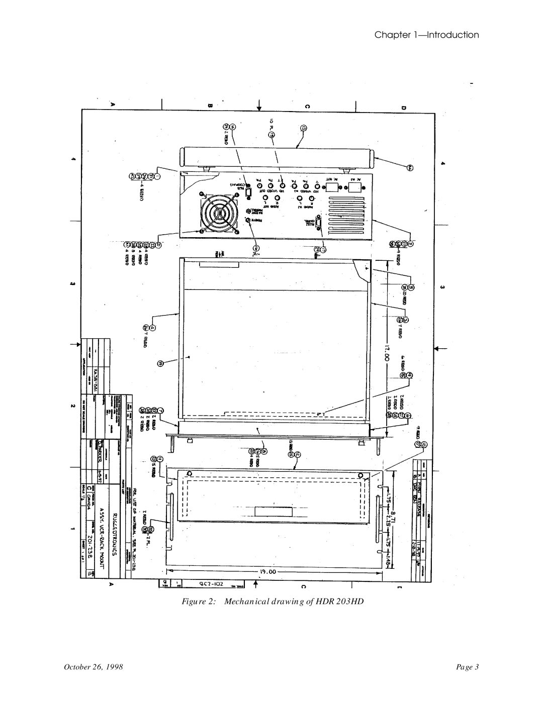 RGB Spectrum user manual Mechanical drawing of HDR 203HD 