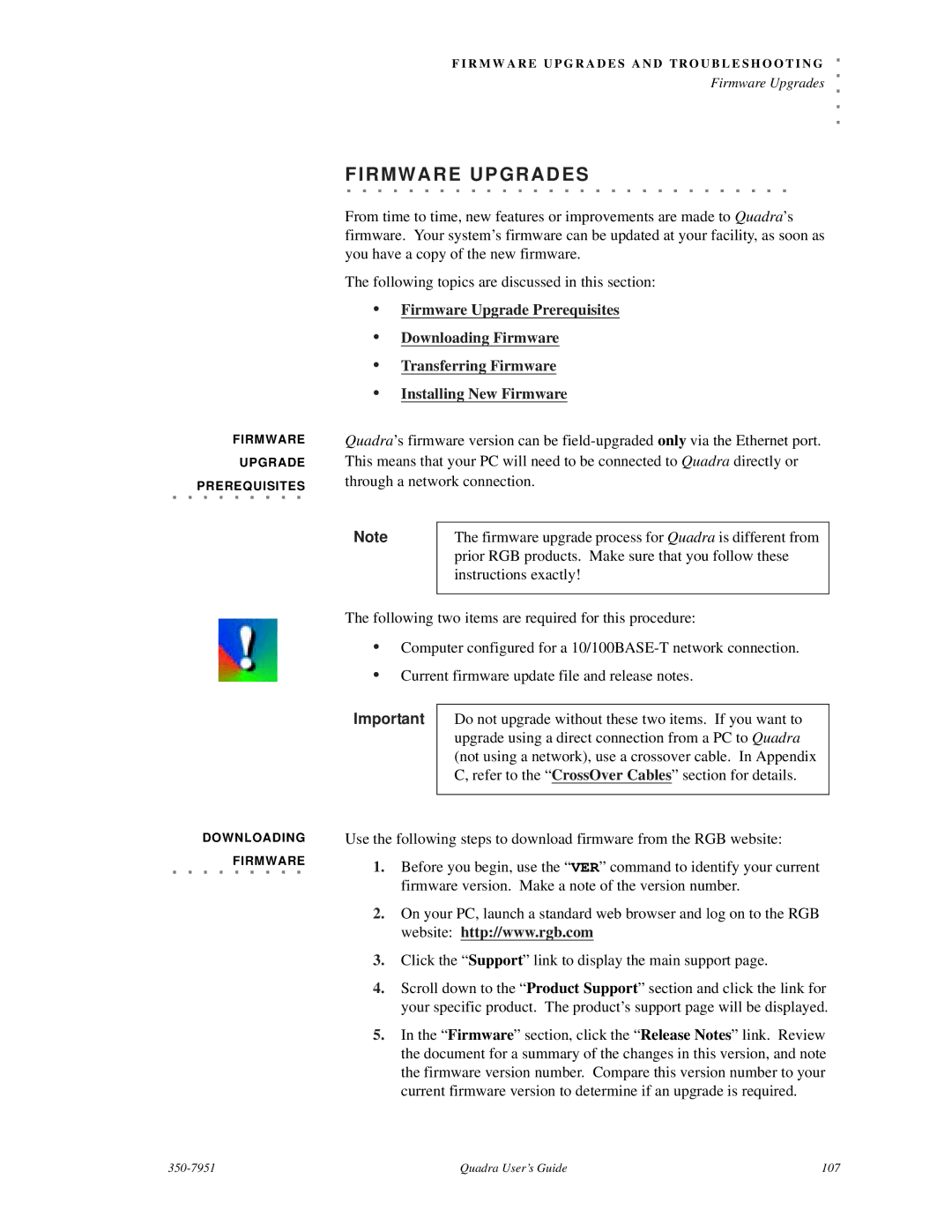 RGB Spectrum Quadra User's Guide manual Firmwa RE Upgrades 