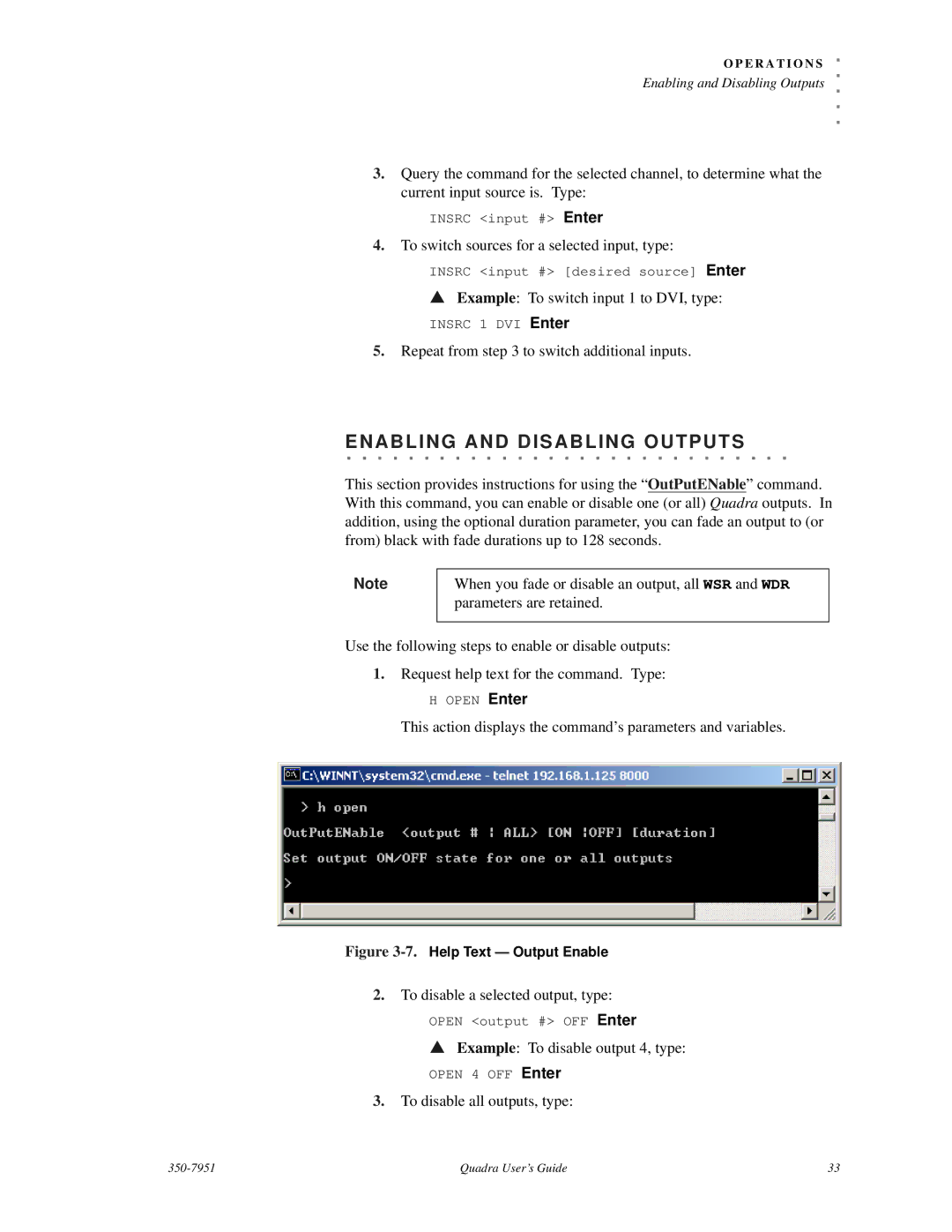 RGB Spectrum Quadra User's Guide manual EN Abling and Disa Bling Outputs 