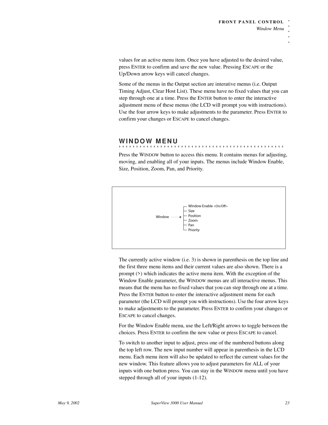 RGB Spectrum SuperView 3000 user manual N. .D. .O.W. . .M. .E. N. .U 