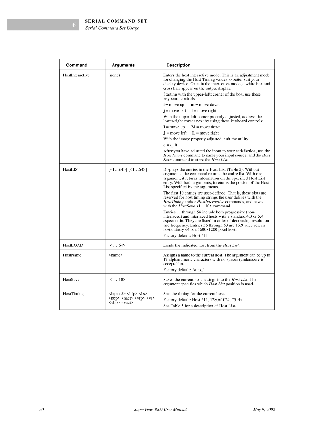 RGB Spectrum SuperView 3000 user manual HostInteractive None, For changing the Host Timing values to better suit your 