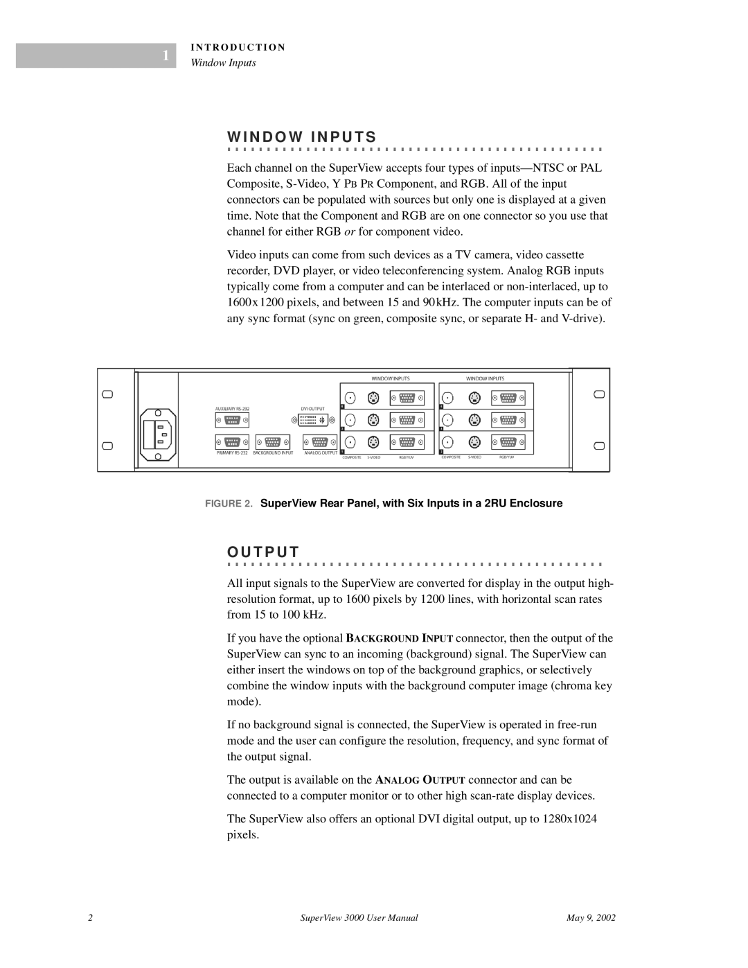 RGB Spectrum SuperView 3000 user manual N. .D. .O.W. . .I.N. .P.U. .T.S, T.P. .U. T 