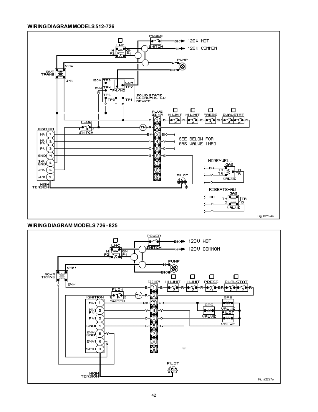 Rheem 136-1826 installation instructions Wiring Diagram Models 726 