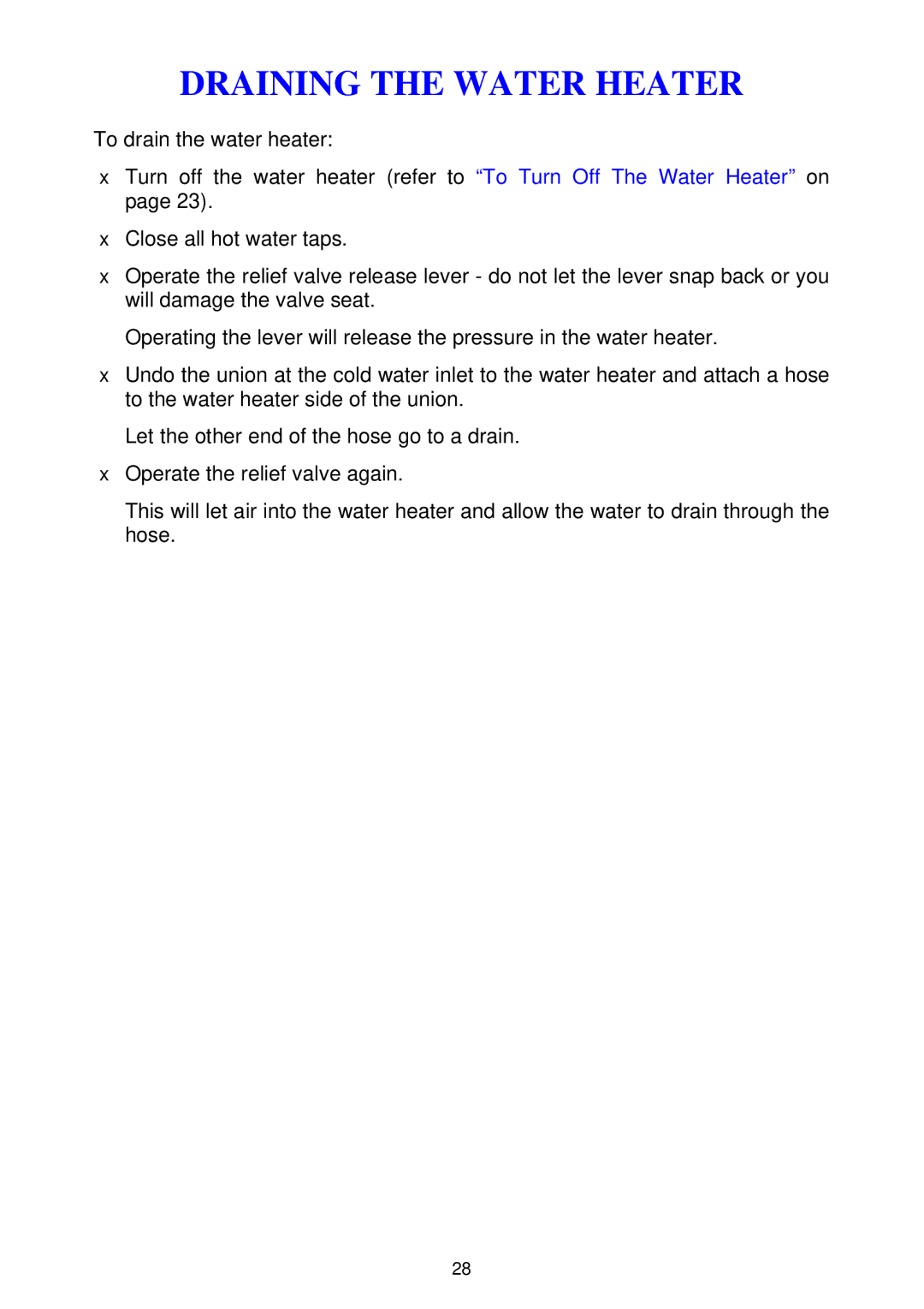 Rheem 300 series installation instructions Draining the Water Heater 