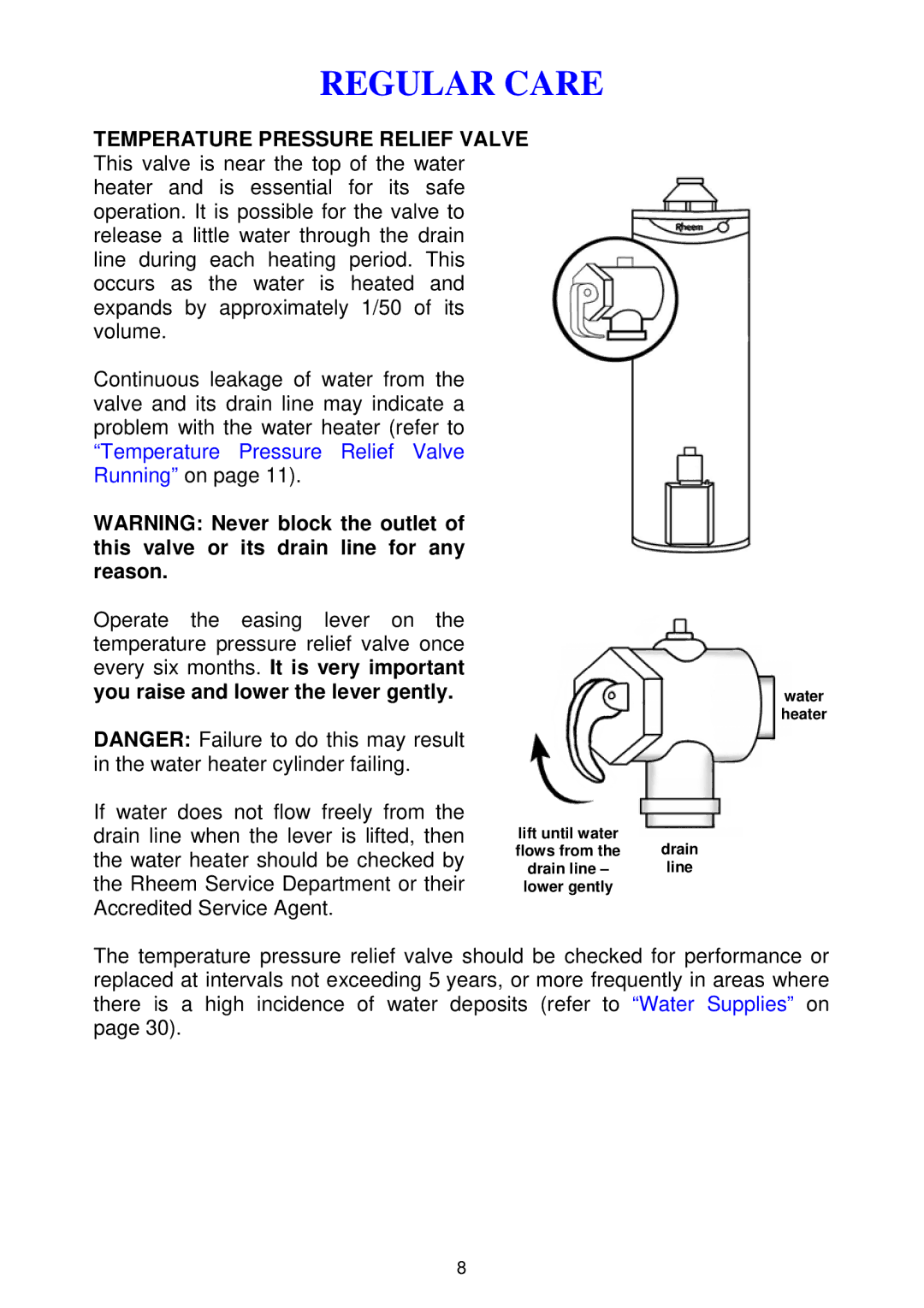 Rheem 300 series installation instructions Regular Care 