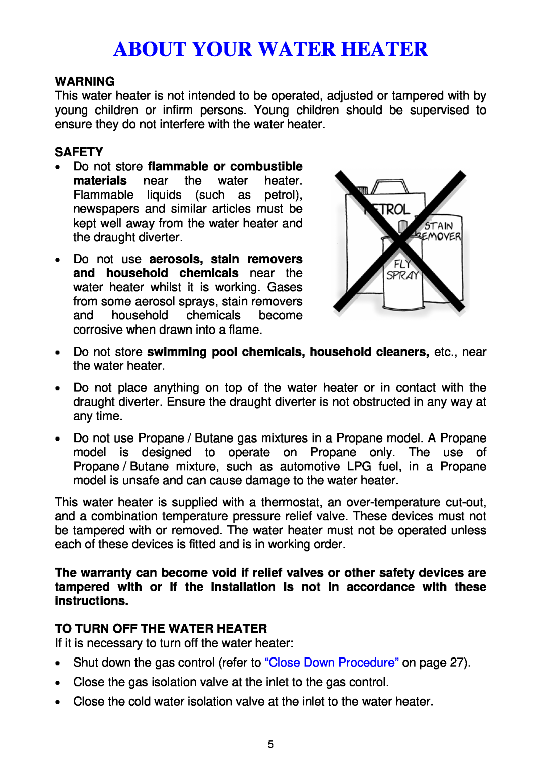 Rheem 300 series installation instructions Safety, To Turn Off The Water Heater, About Your Water Heater 