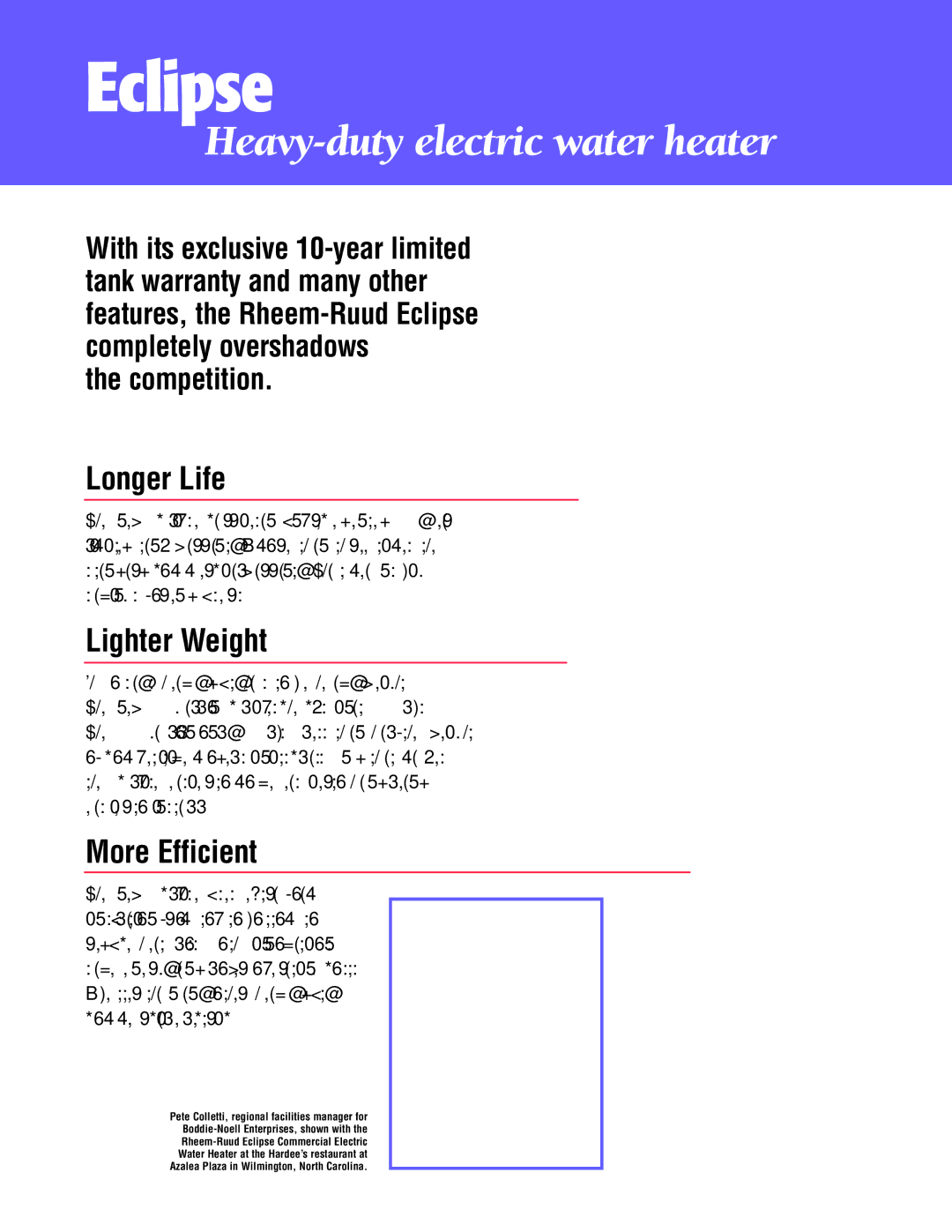 Rheem 90F, 60F, 70F, 80F, 50F, 40F 5, 100F, 110F, 120F manual Eclipse 